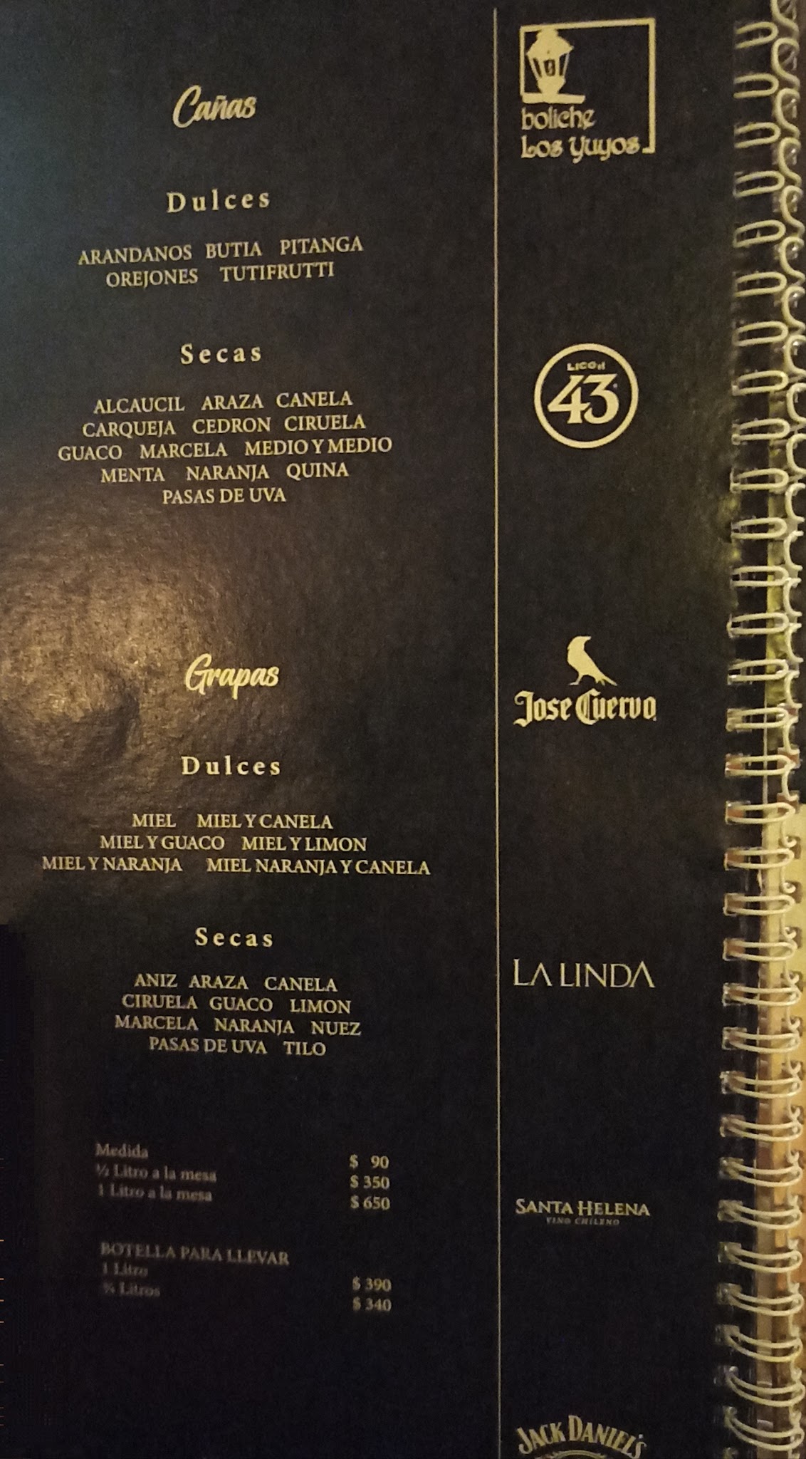 Carta de Restaurante Los Yuyos, foto de julio de 2026