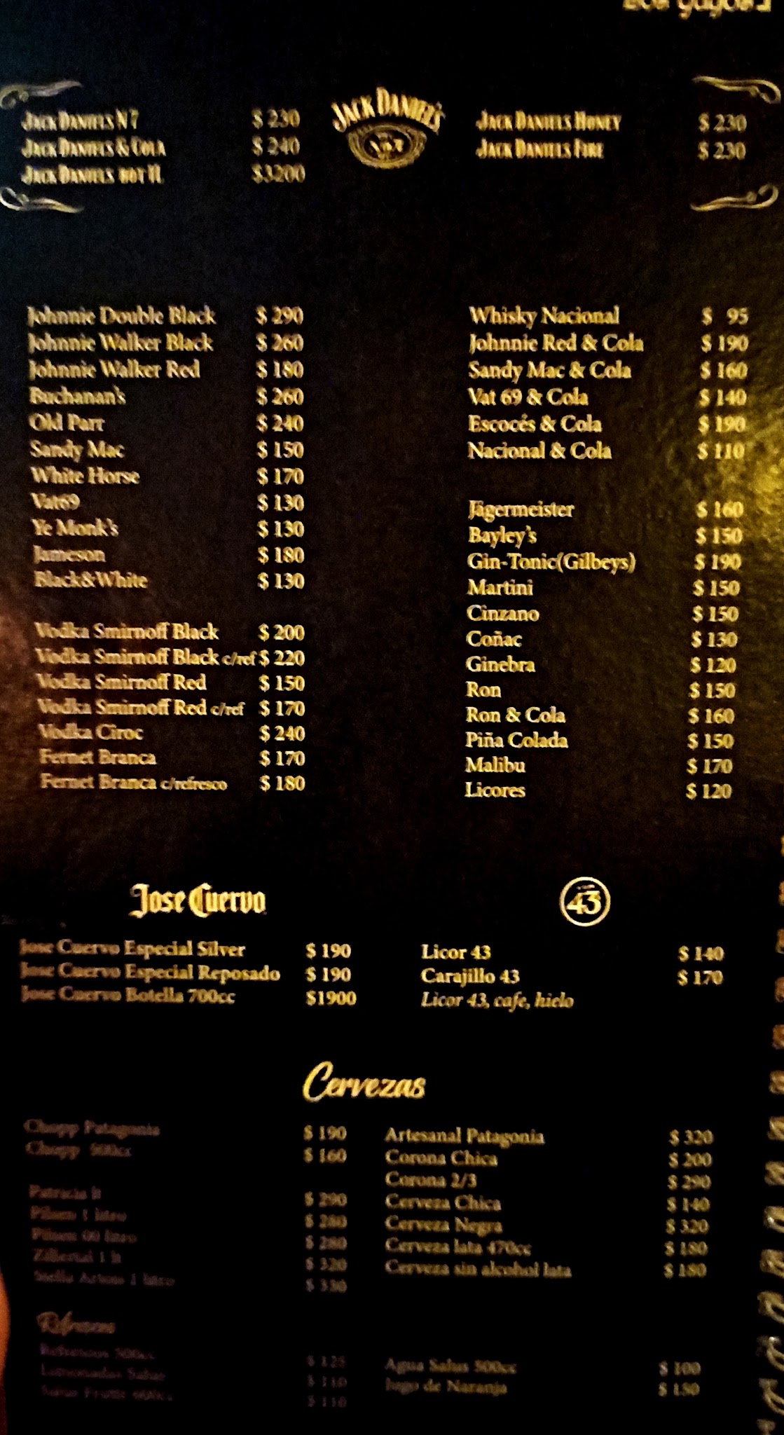 Carta de Restaurante Los Yuyos, foto de julio de 2026