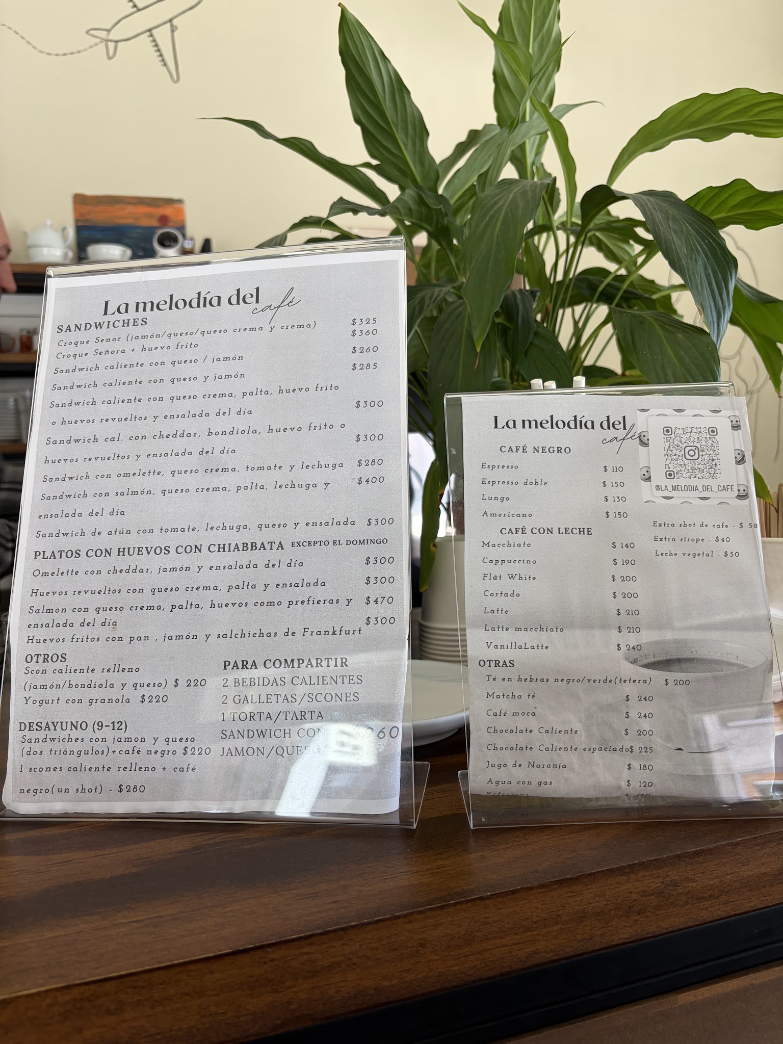 Carta de La Melodía del Café, foto de setiembre de 2026