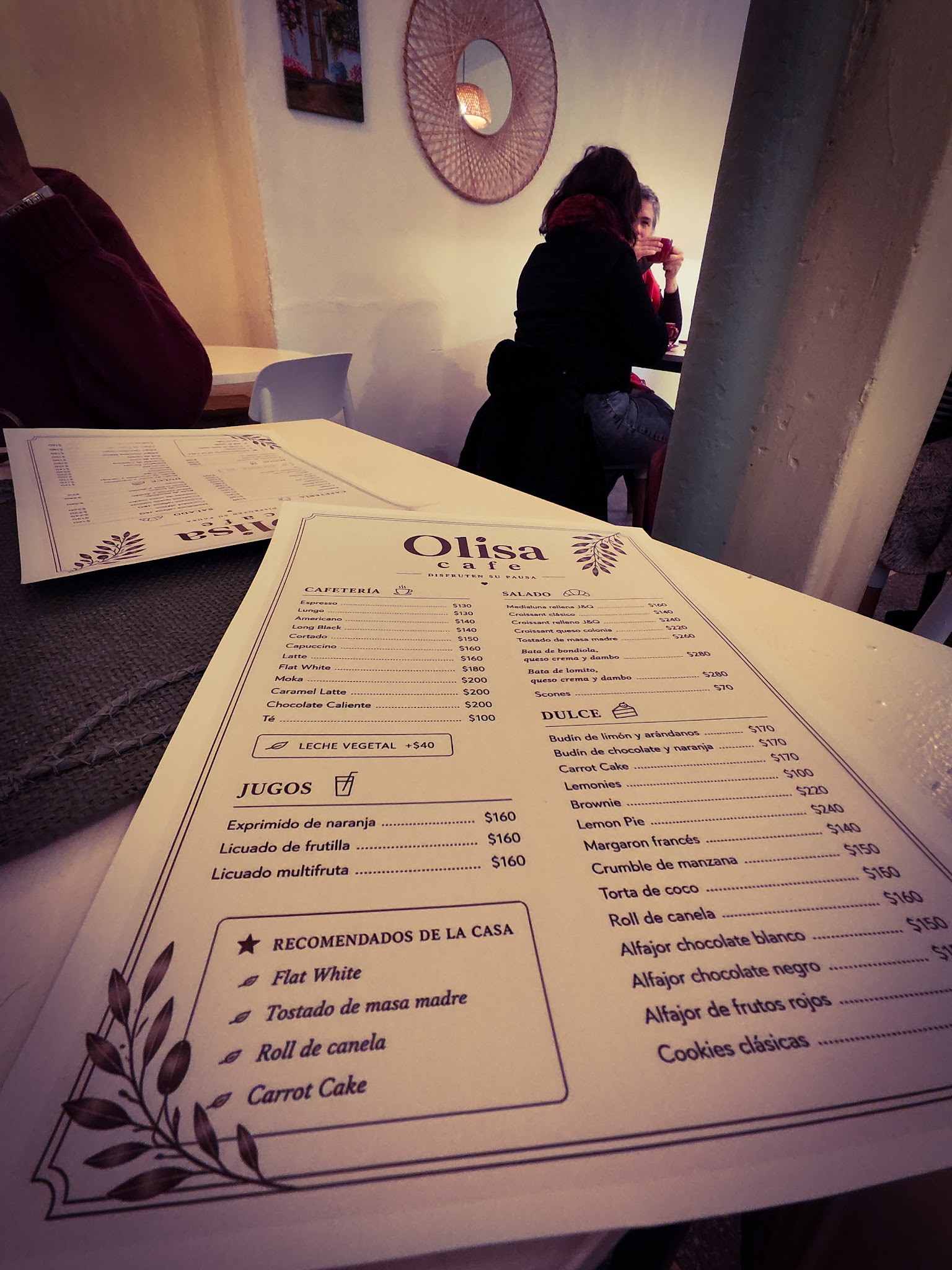 Carta de Olisa Café, foto de agosto de 2026