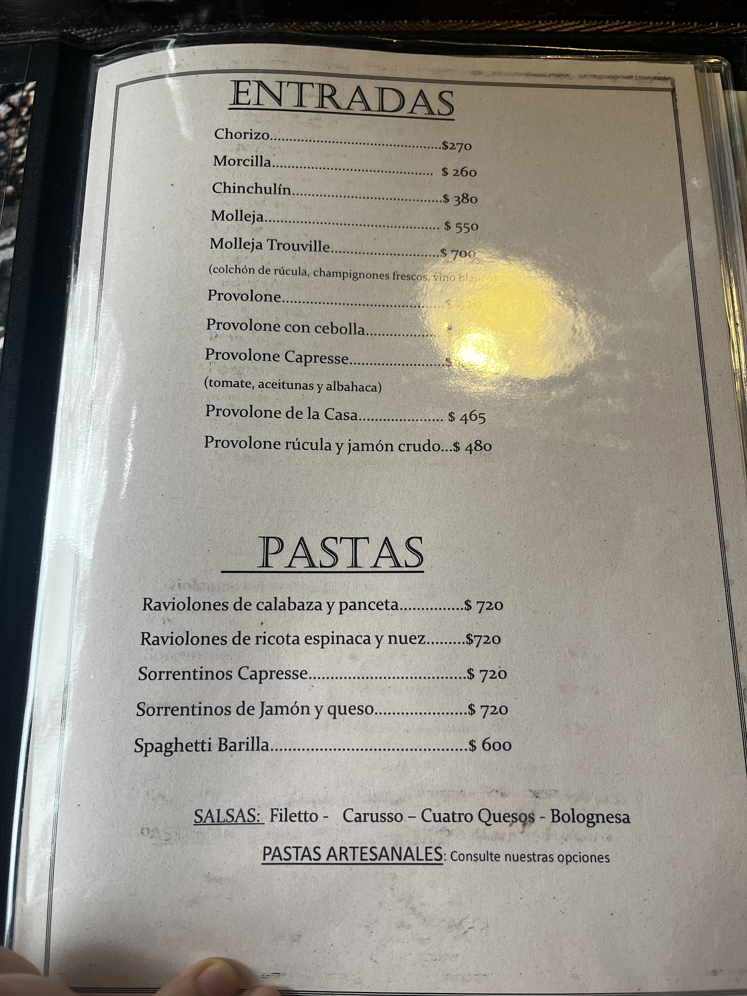 Carta de Parrillada Trouville, foto de junio de 2026
