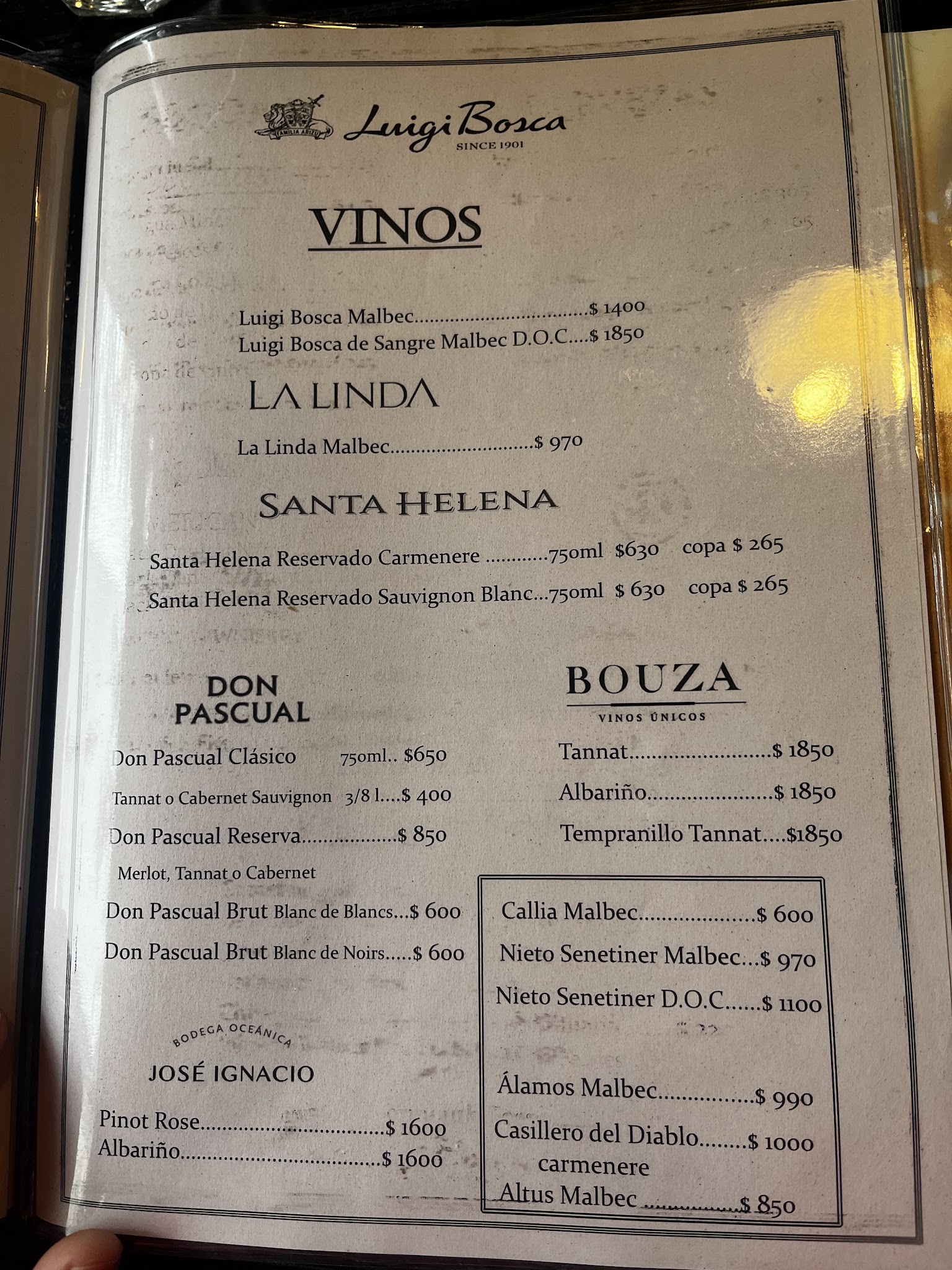 Carta de Parrillada Trouville, foto de junio de 2026