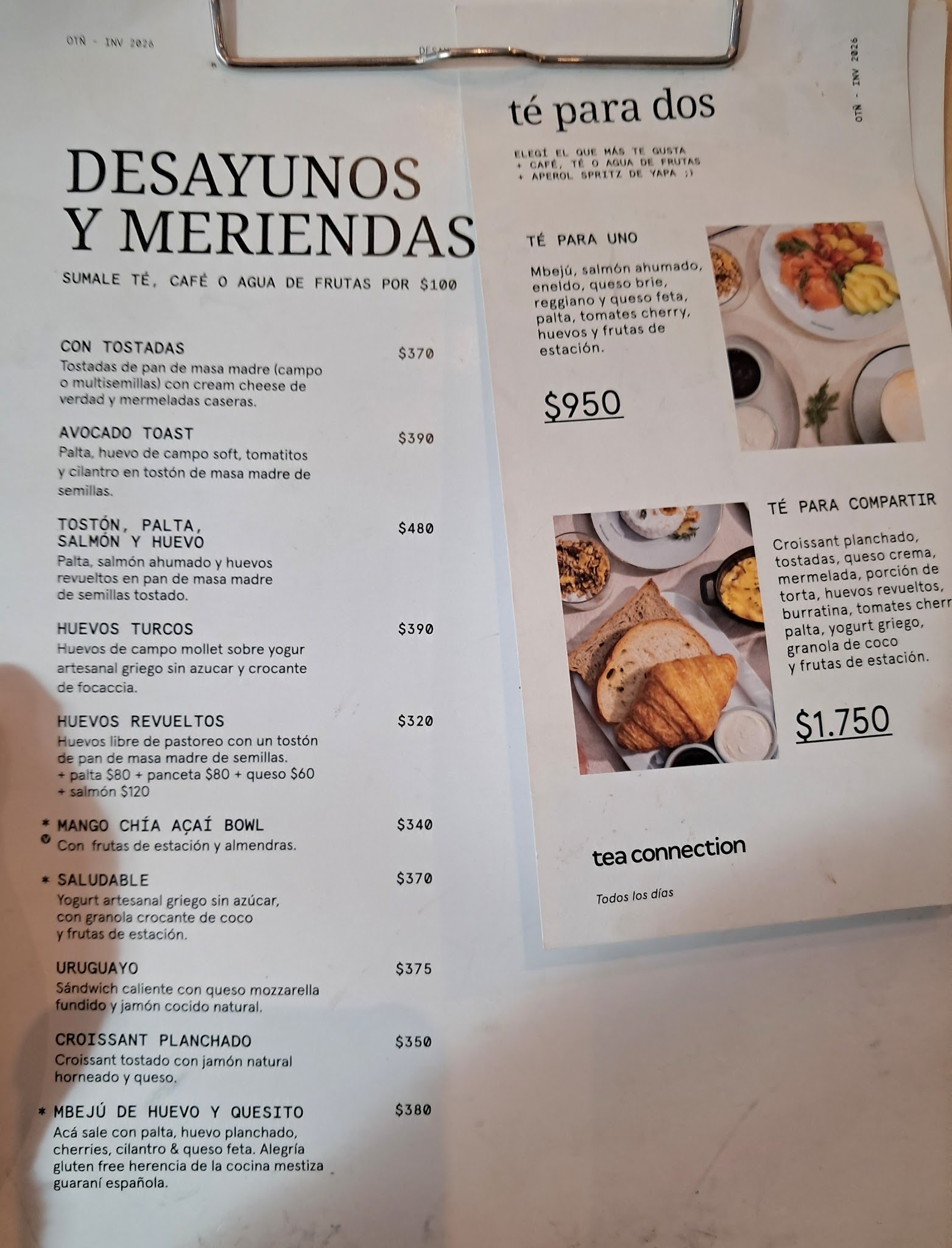 Carta de Tea Connection UY, foto de setiembre de 2026