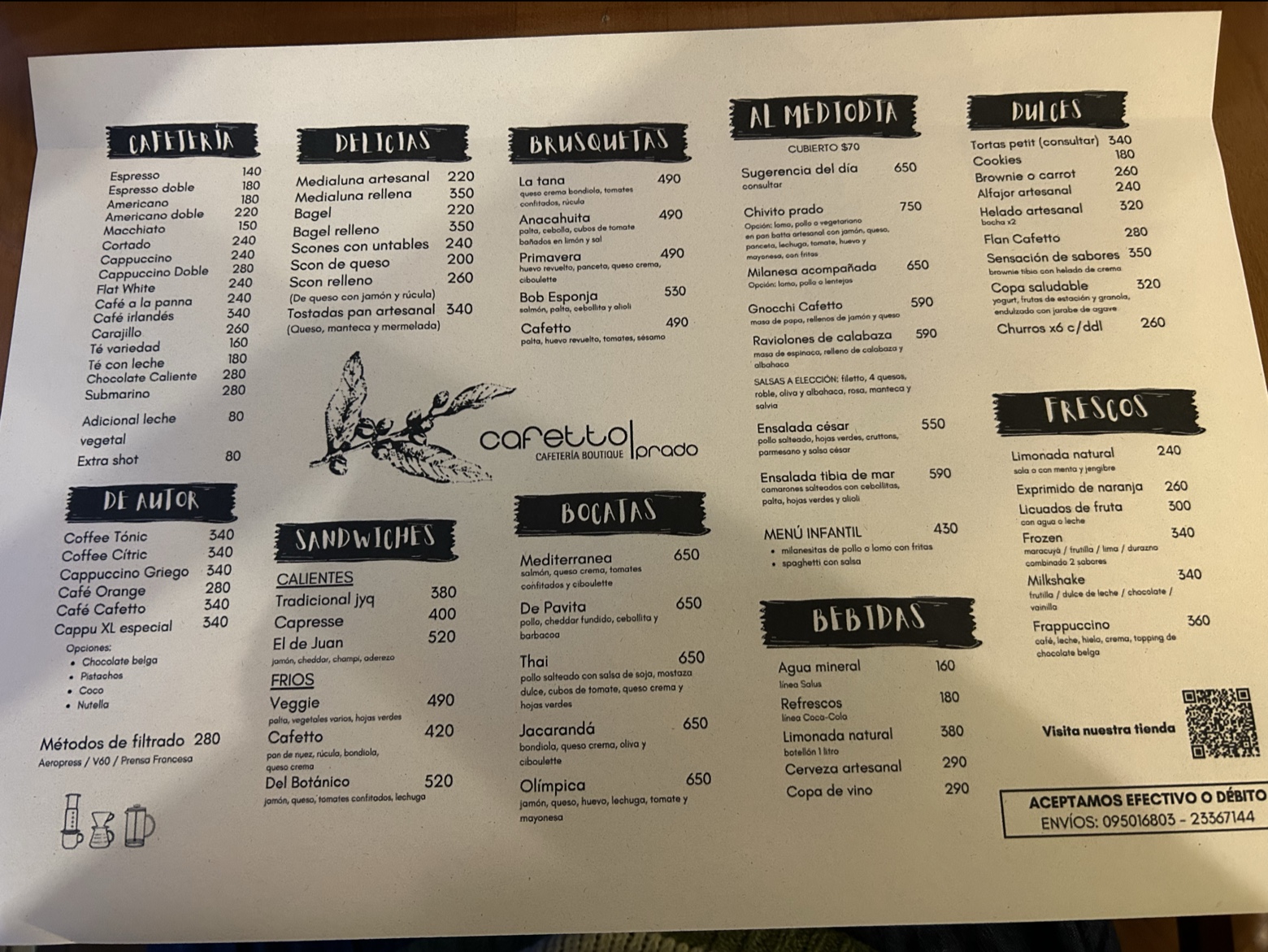 Carta de Cafetto Prado, foto de junio de 2026