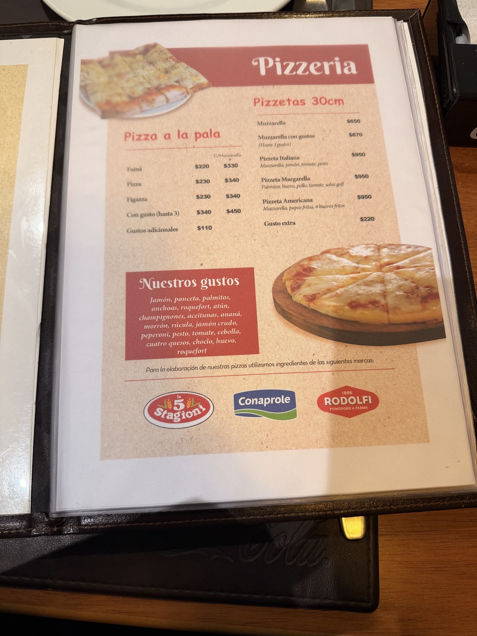 Carta de Pizzería Trouville, foto de agosto de 2026
