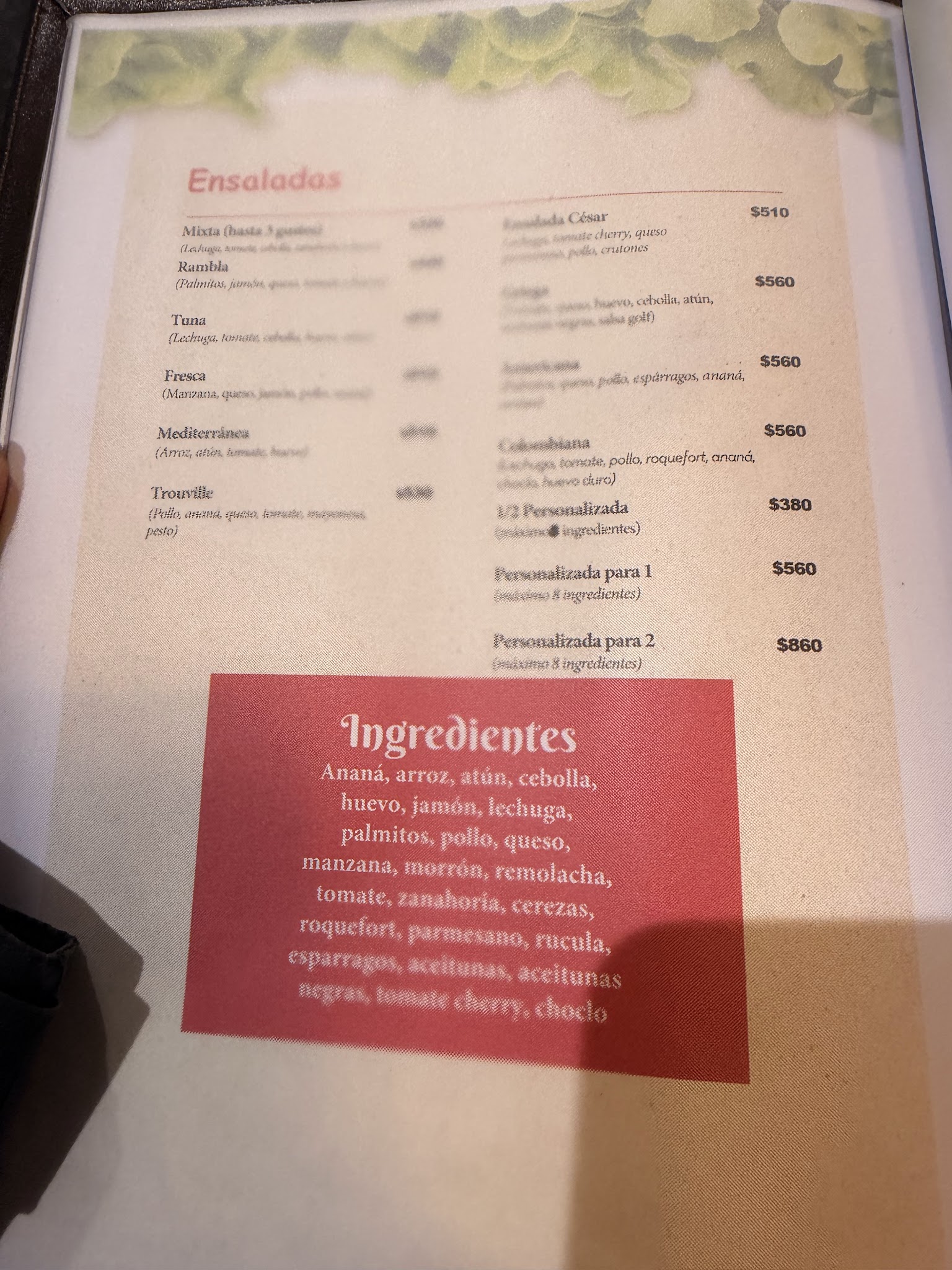 Carta de Pizzería Trouville, foto de agosto de 2026