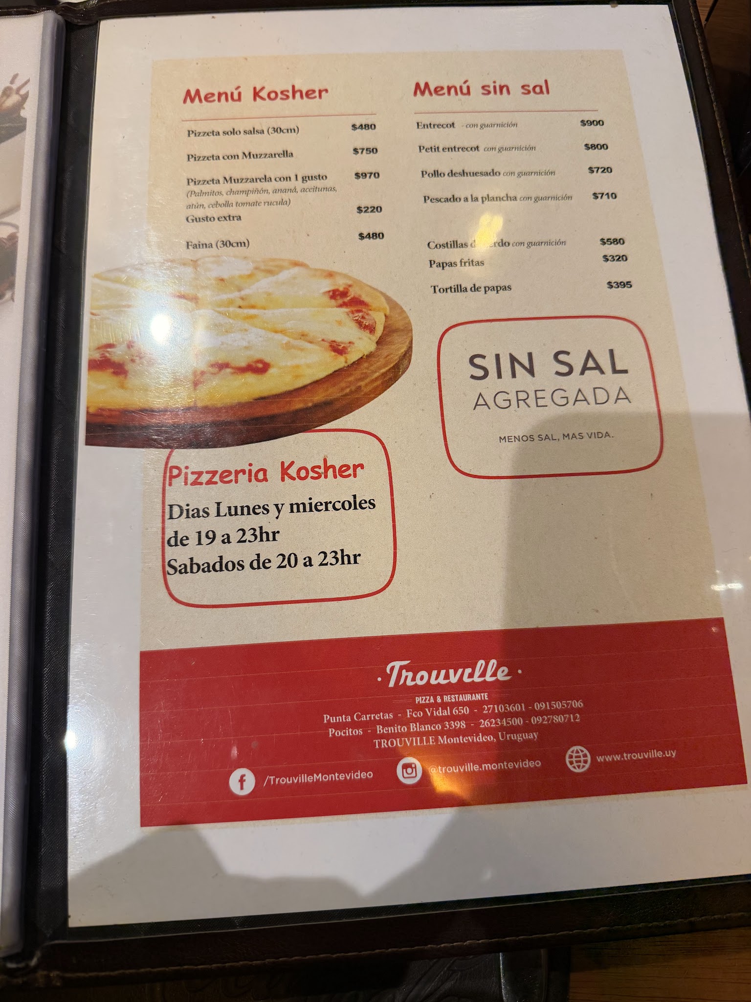 Carta de Pizzería Trouville, foto de agosto de 2026