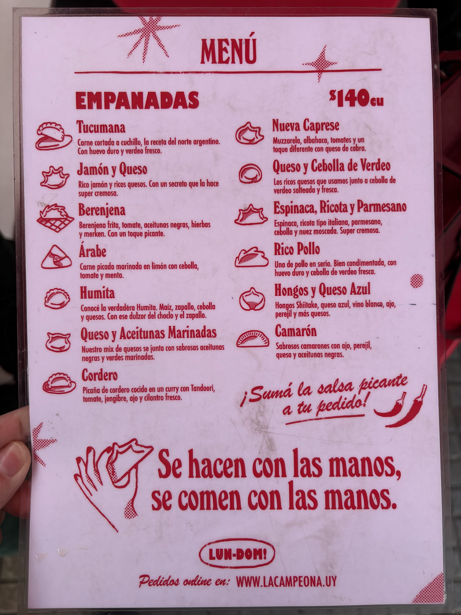 Carta de La Campeona Empanadas · Guipúzcoa, foto de agosto de 2026