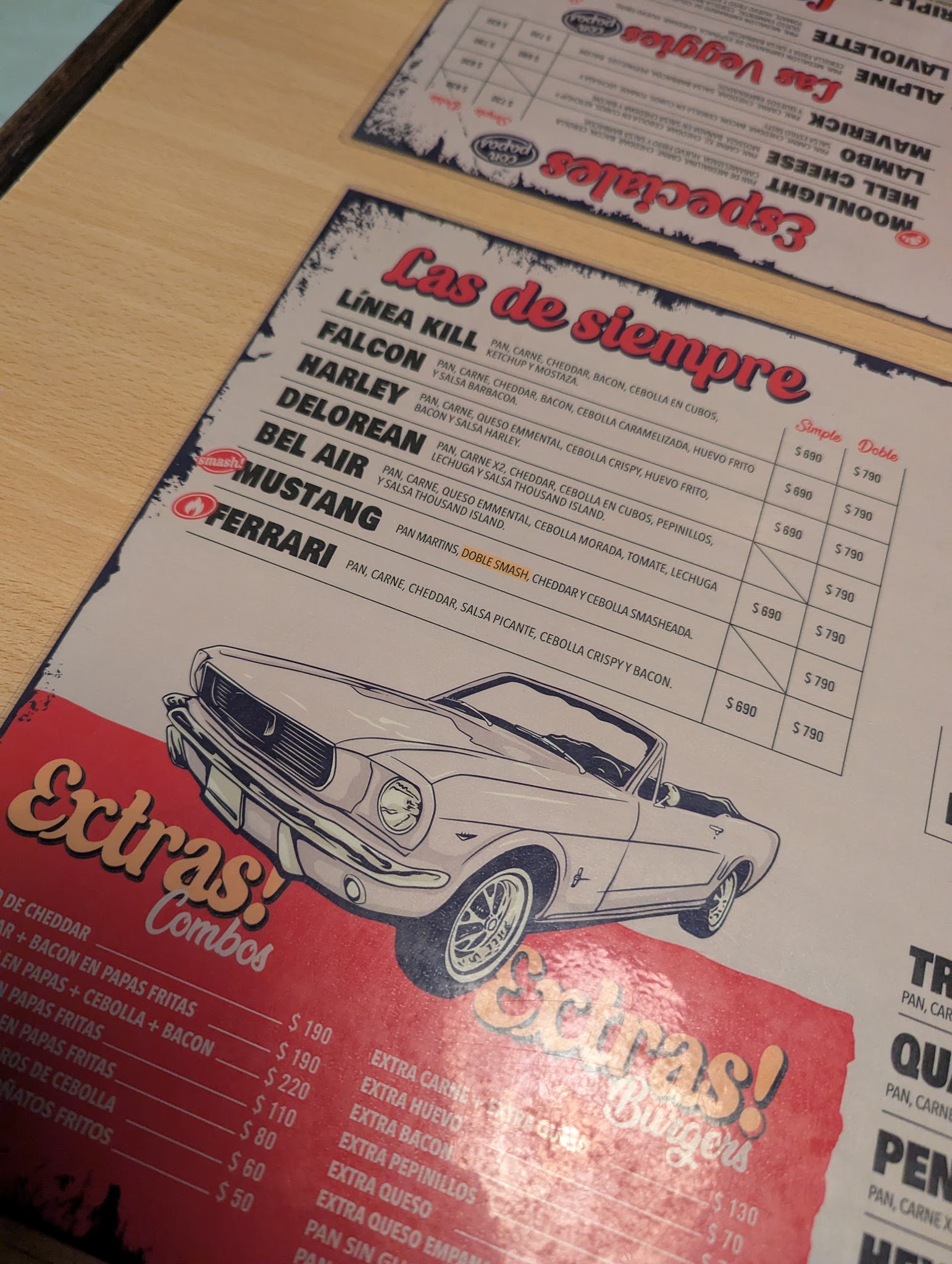 Carta de Garage Burger · José Luis Zorrilla de San Martín, foto de agosto de 2026