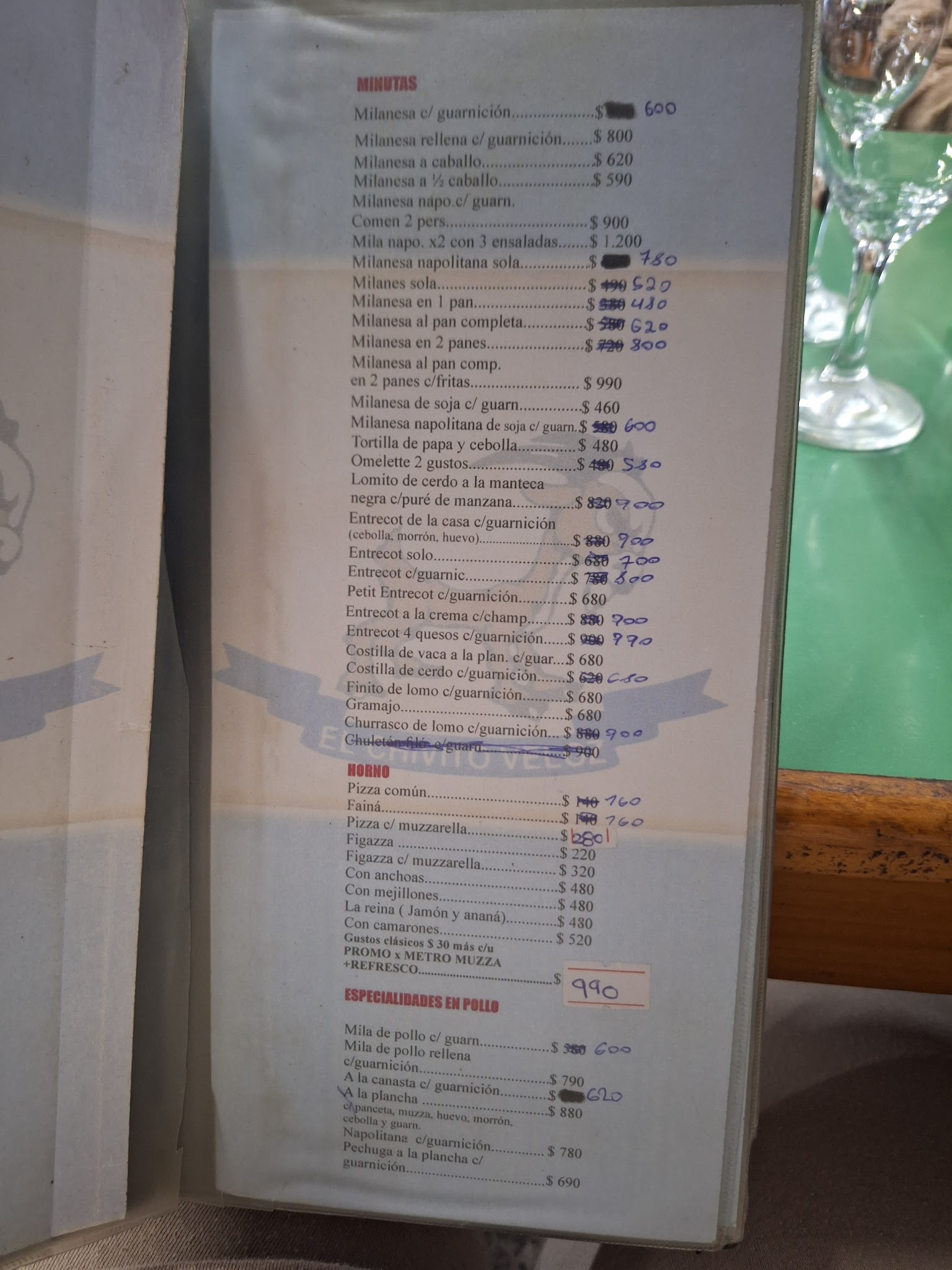 Carta de Bar restaurante EL CHIVITO VELOZ, foto de julio de 2026