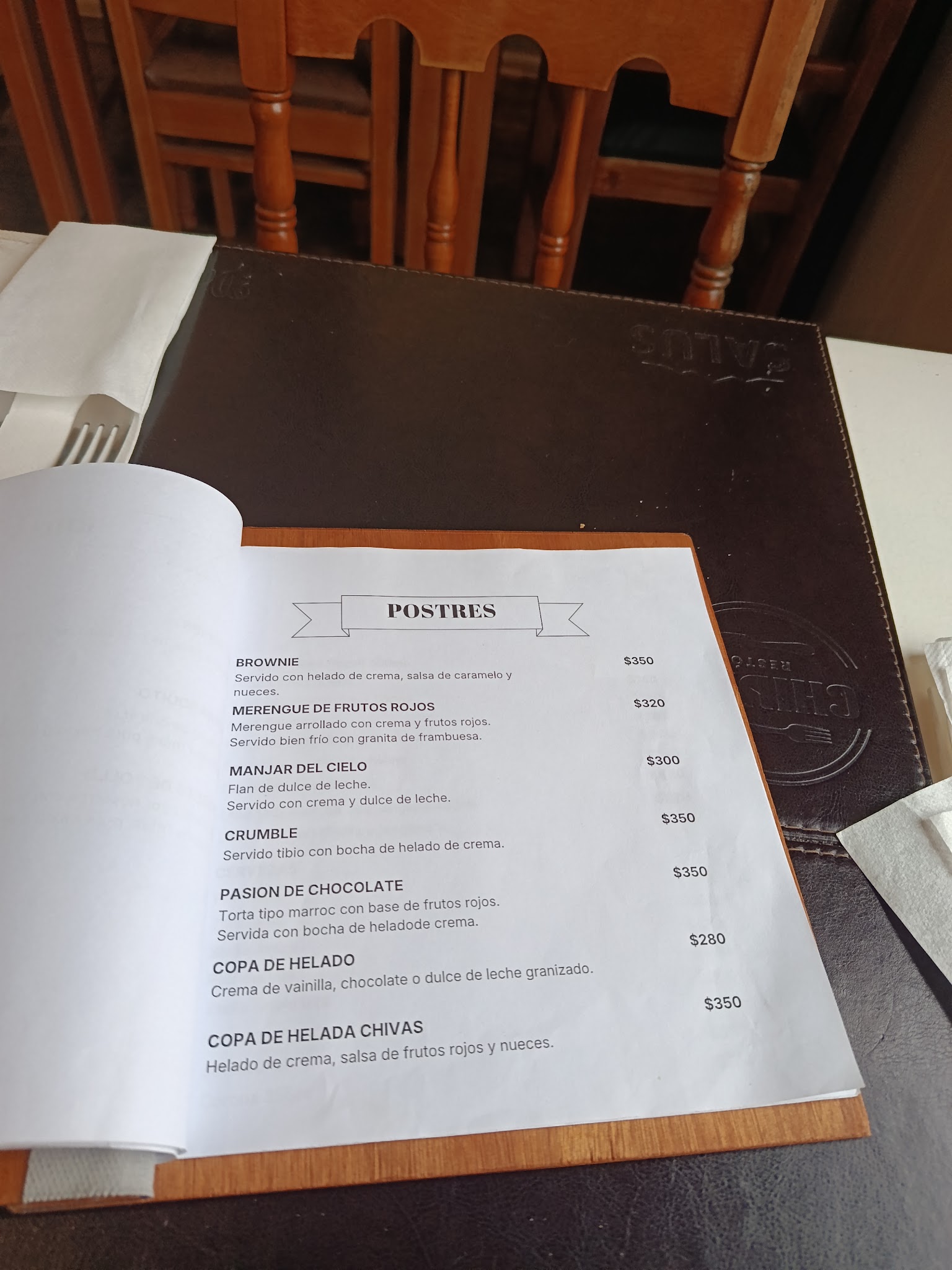 Carta de Chivas Resto Ciclyng, foto de agosto de 2026