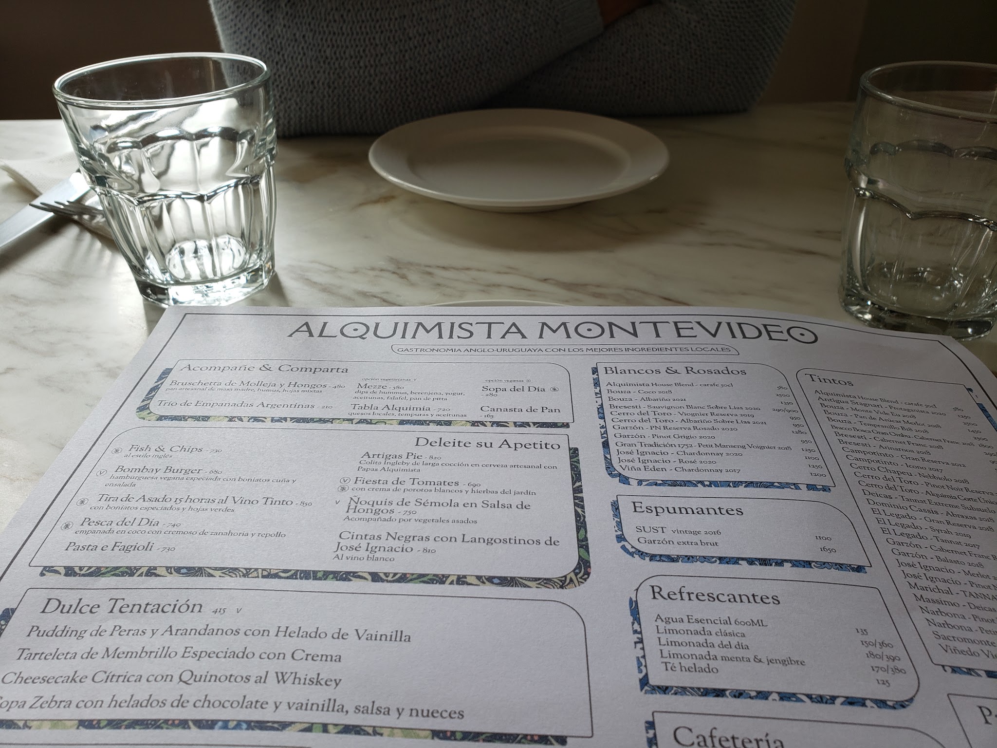 Carta de Alquimista Restaurante, foto de junio de 2026