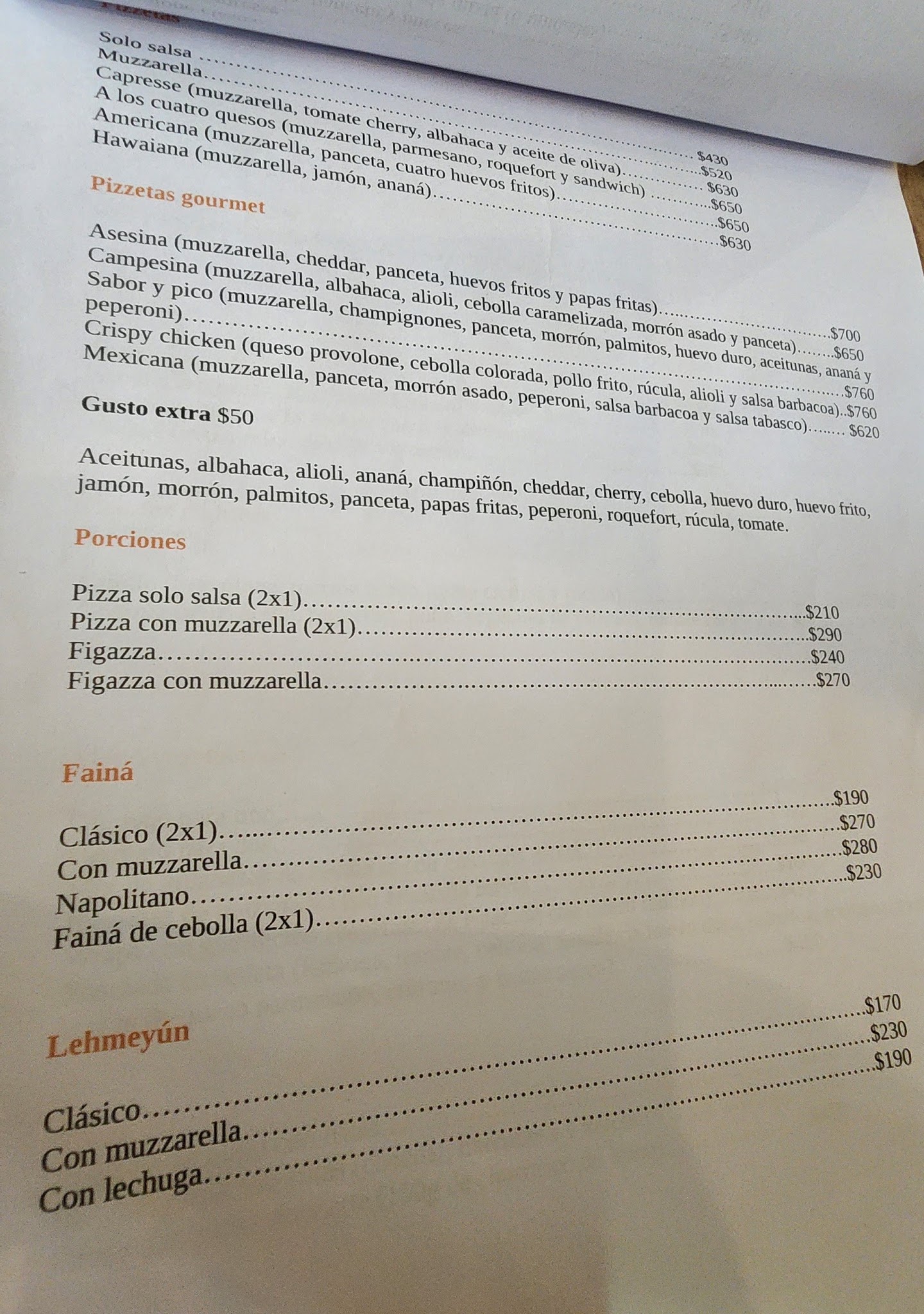 Carta de Sabor y Pico, foto de abril de 2026