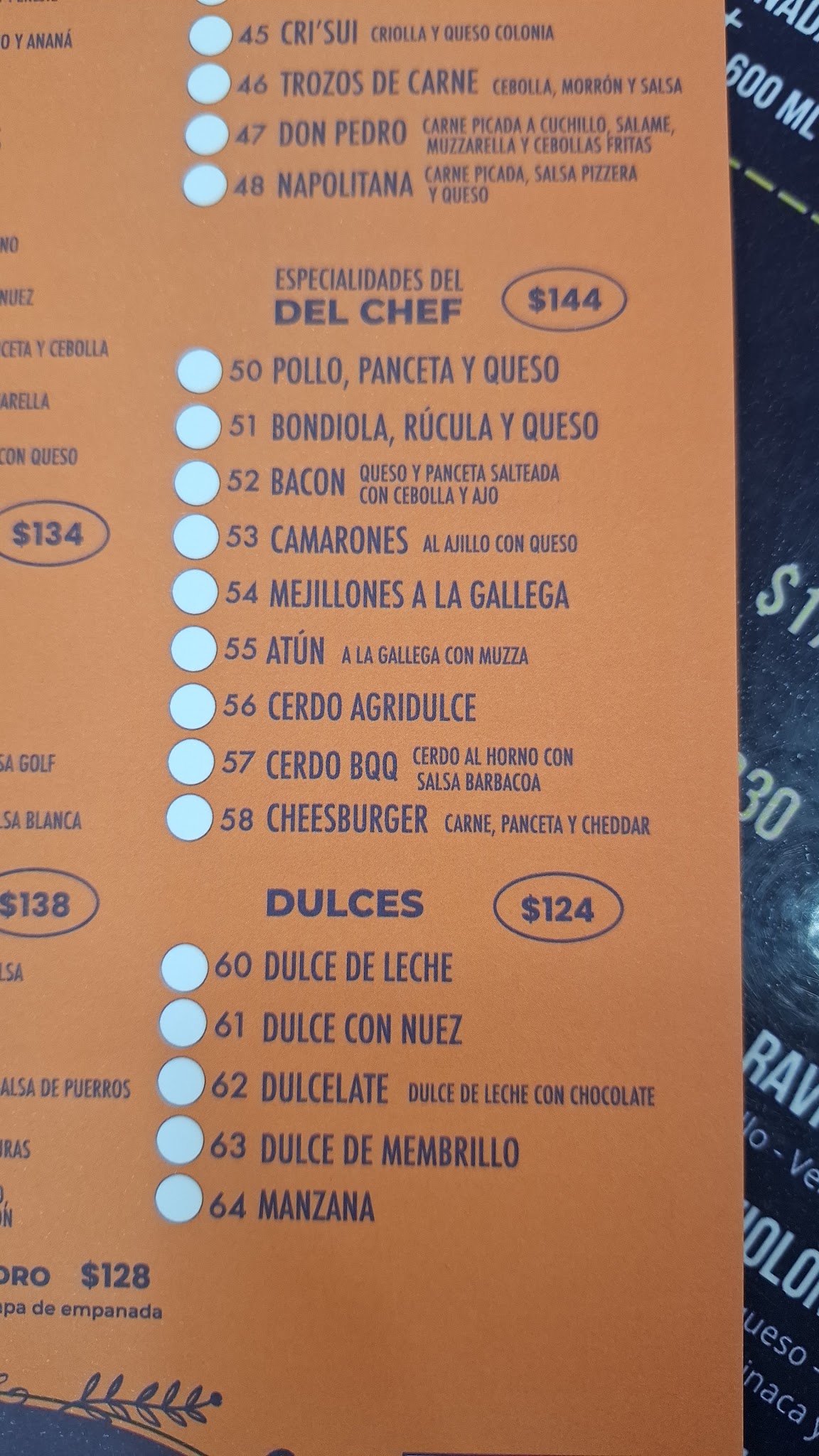 Carta de Empanadas Don Pedro · Minas, foto de agosto de 2026