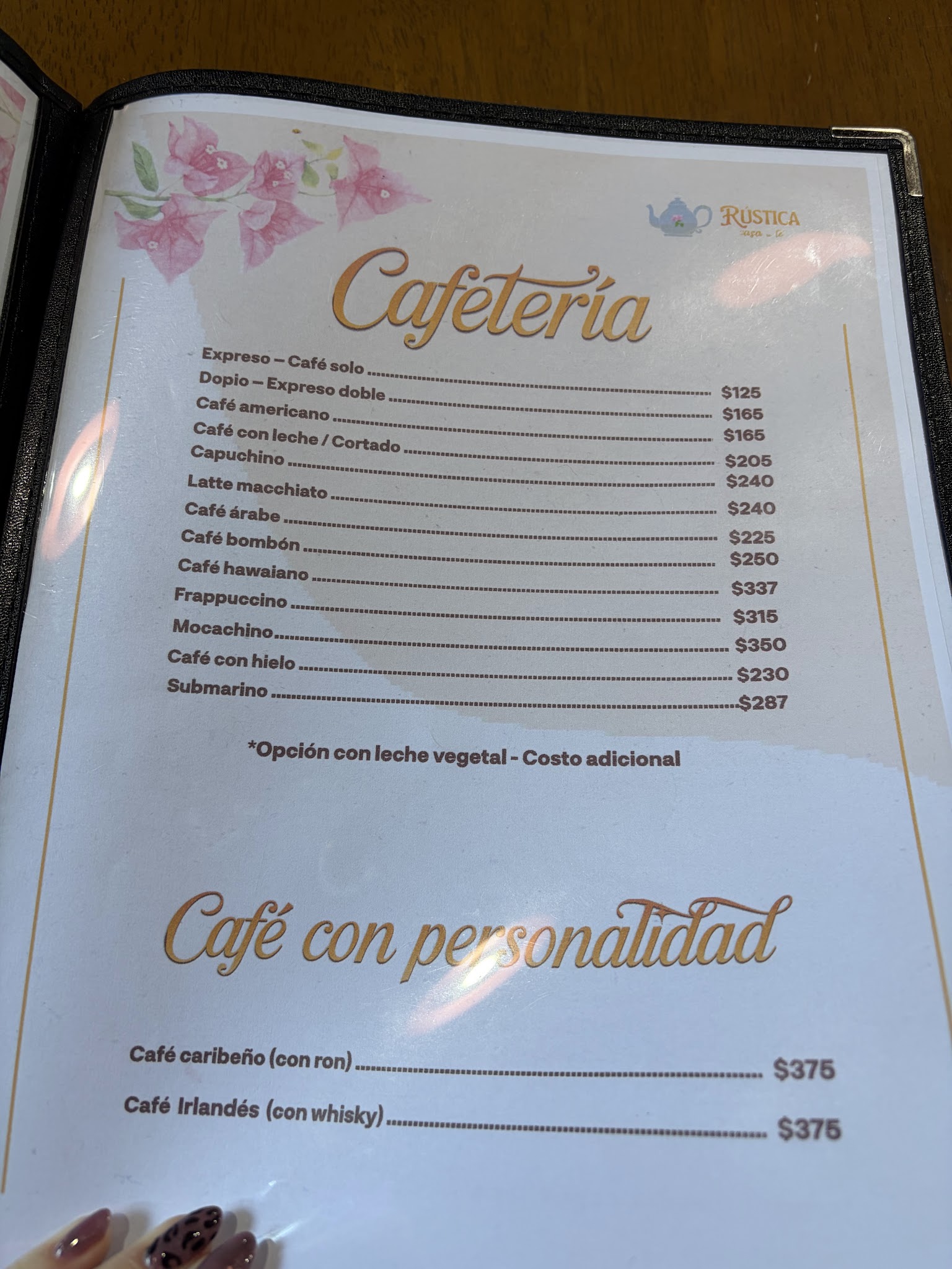 Carta de Rústica Casa de Té, foto de mayo de 2026