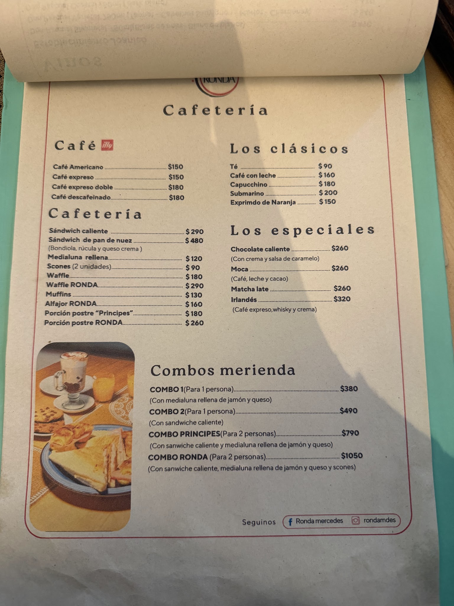 Carta de Ronda Restaurante, foto de mayo de 2026