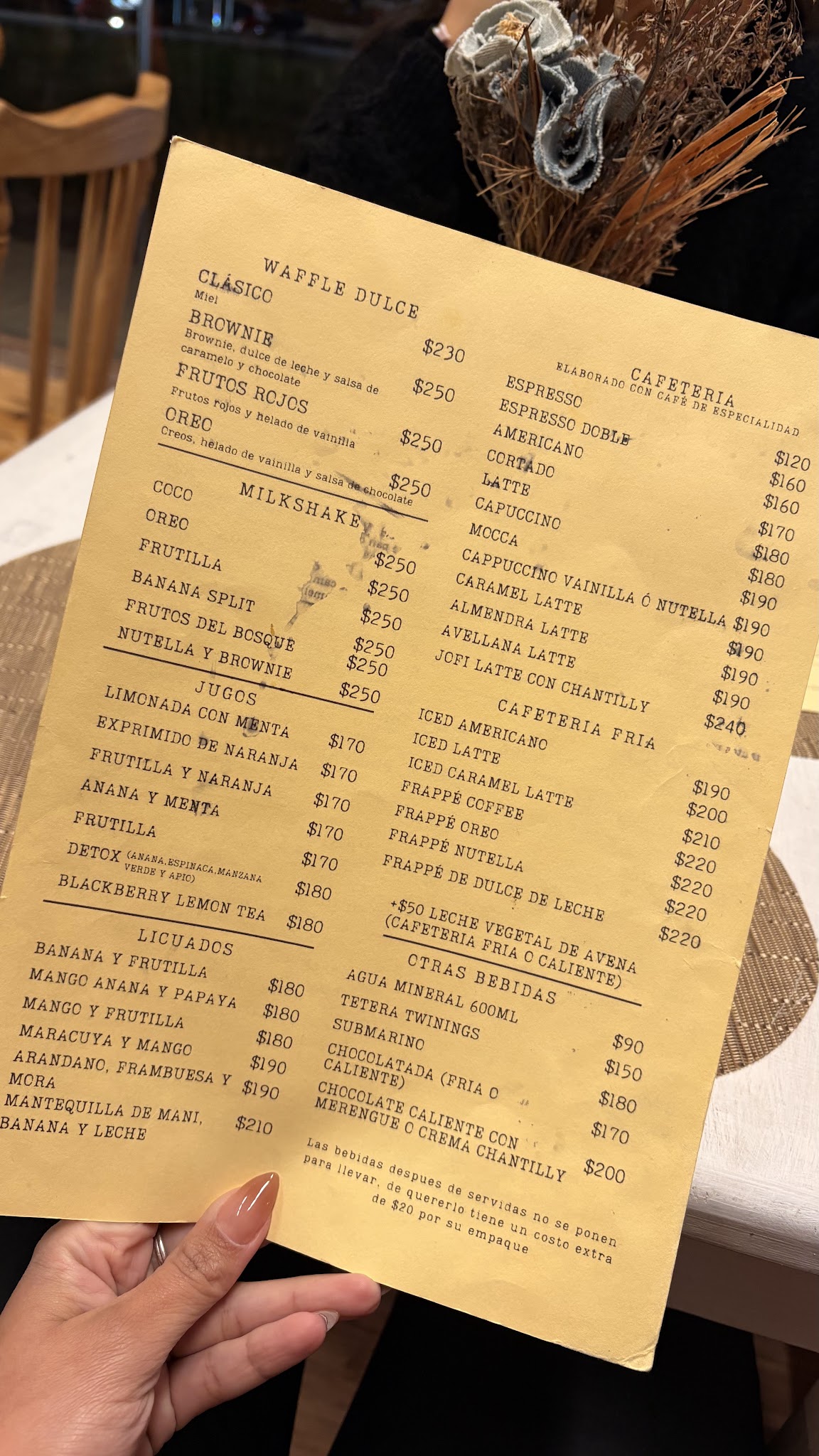 Carta de Milena Gluten Free, foto de junio de 2026