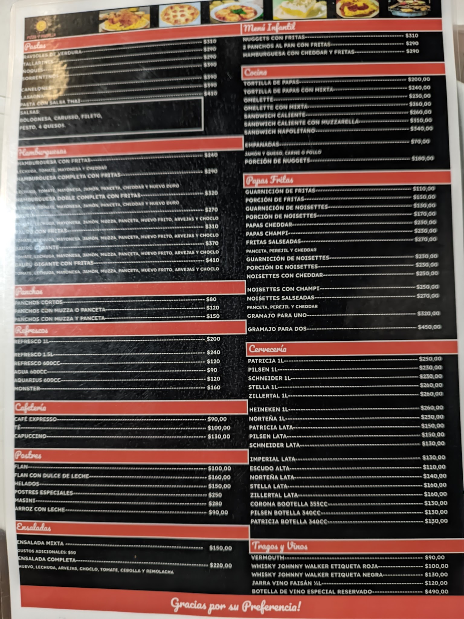 Carta de La 32 Parrillada, foto de julio de 2026