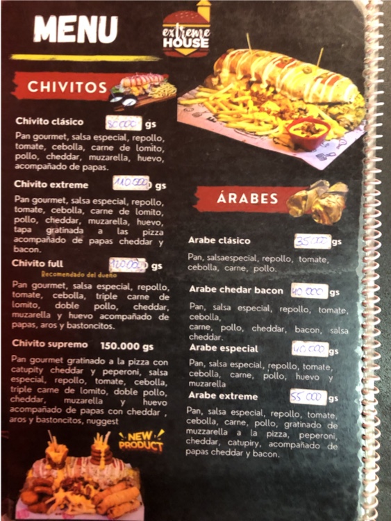 Carta de Extreme house Asuncion, foto de julio de 2026