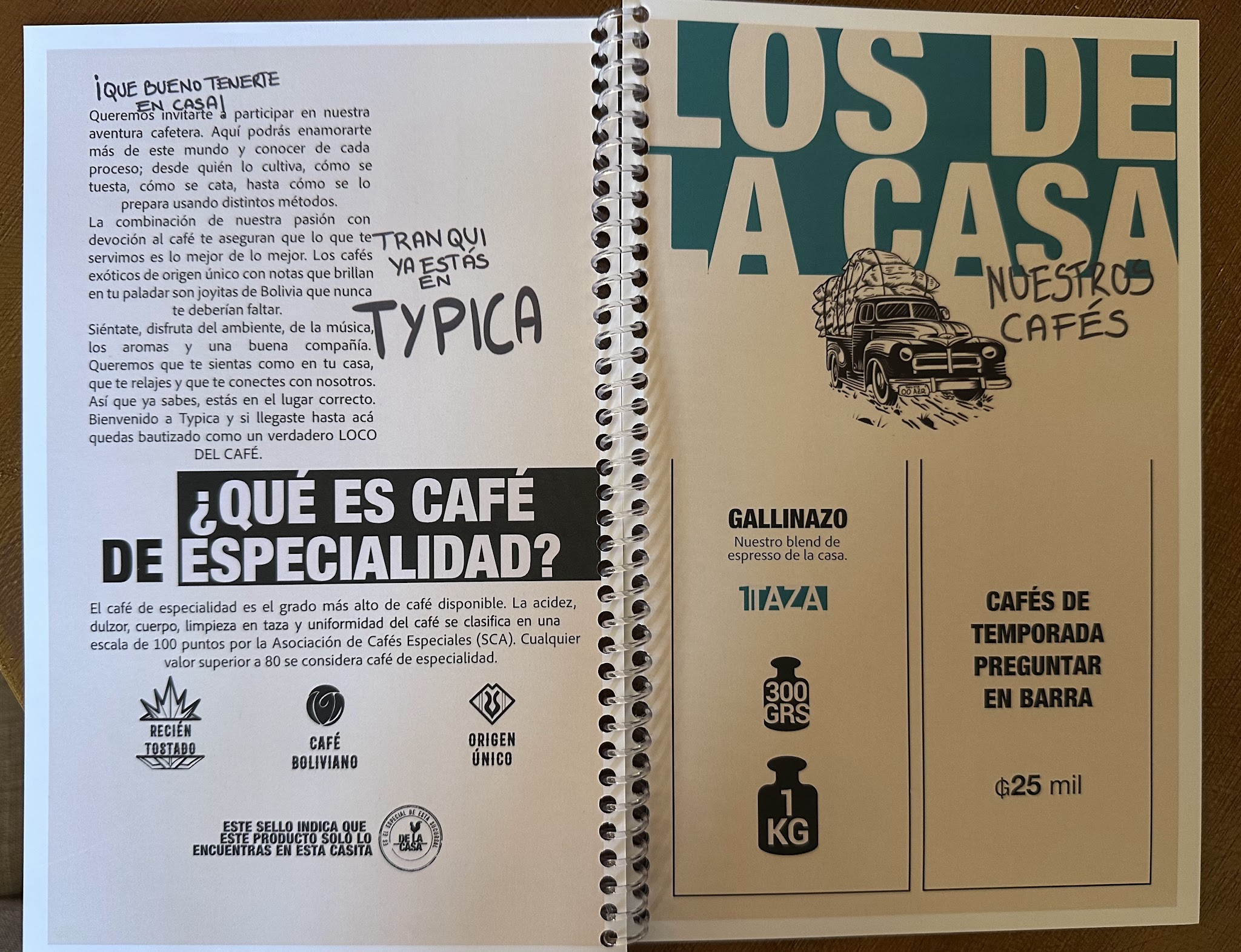 Carta de Typica Café Paraguay, foto de setiembre de 2026