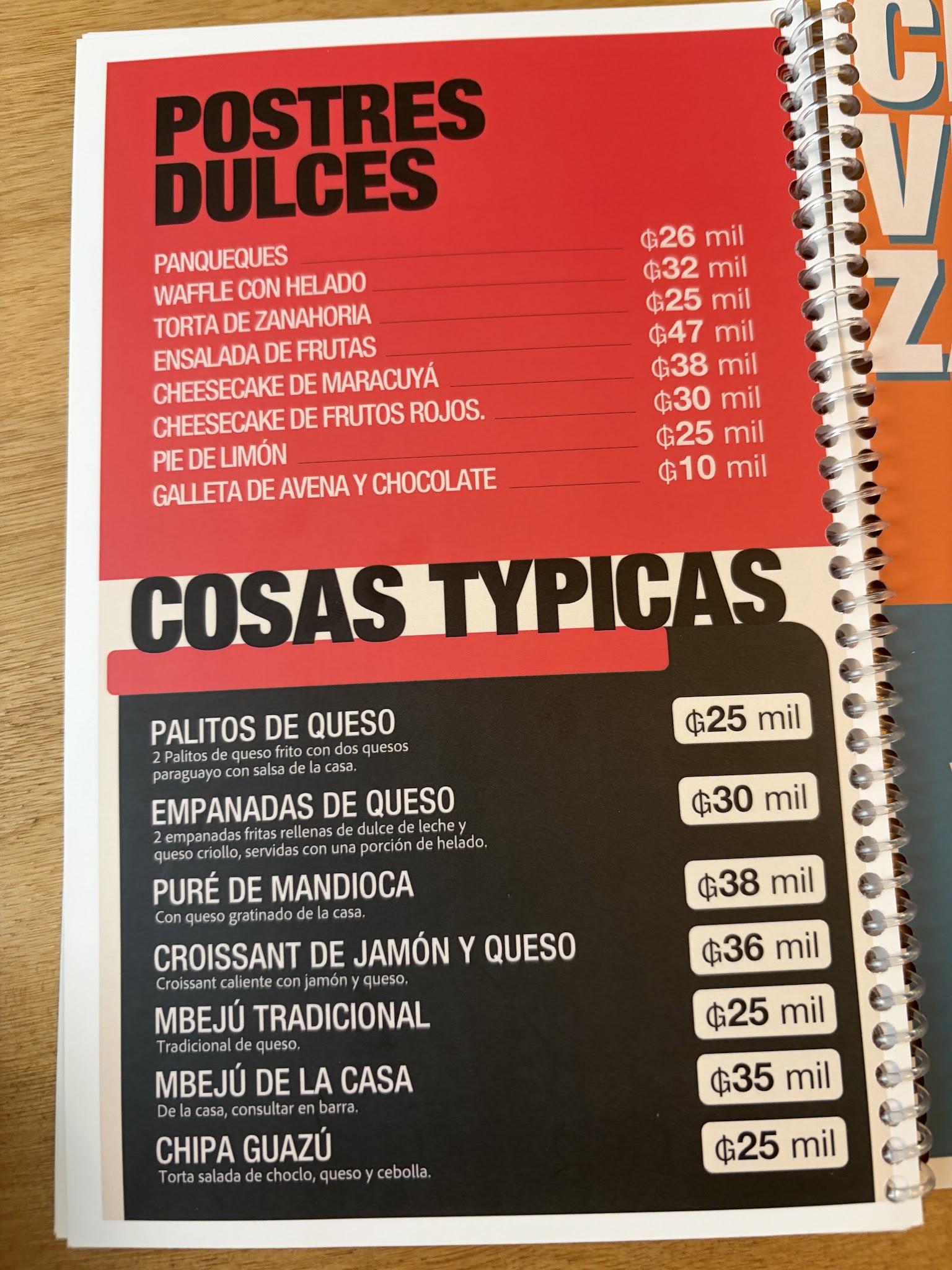 Carta de Typica Café Paraguay, foto de setiembre de 2026