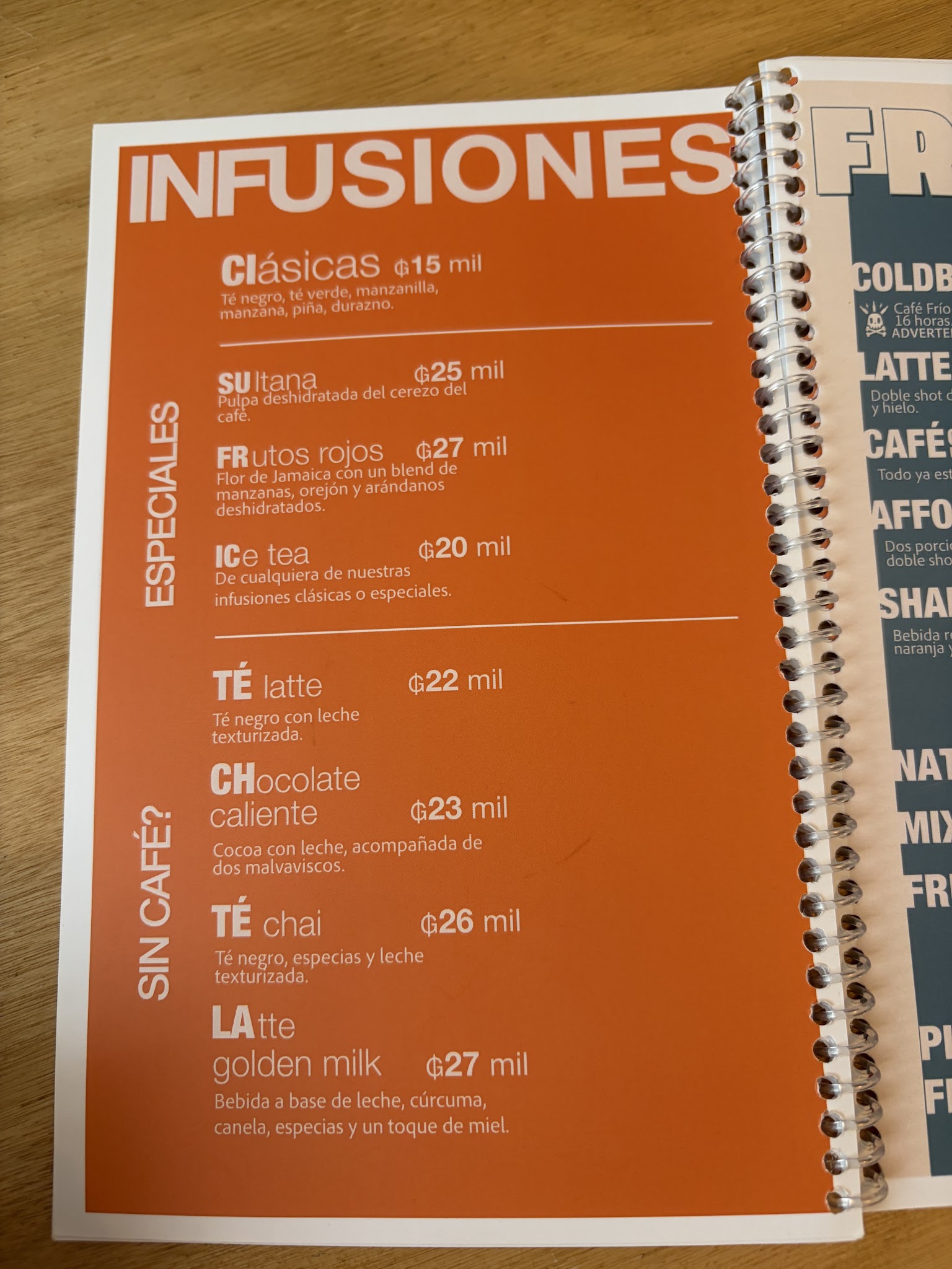 Carta de Typica Café Paraguay, foto de setiembre de 2026
