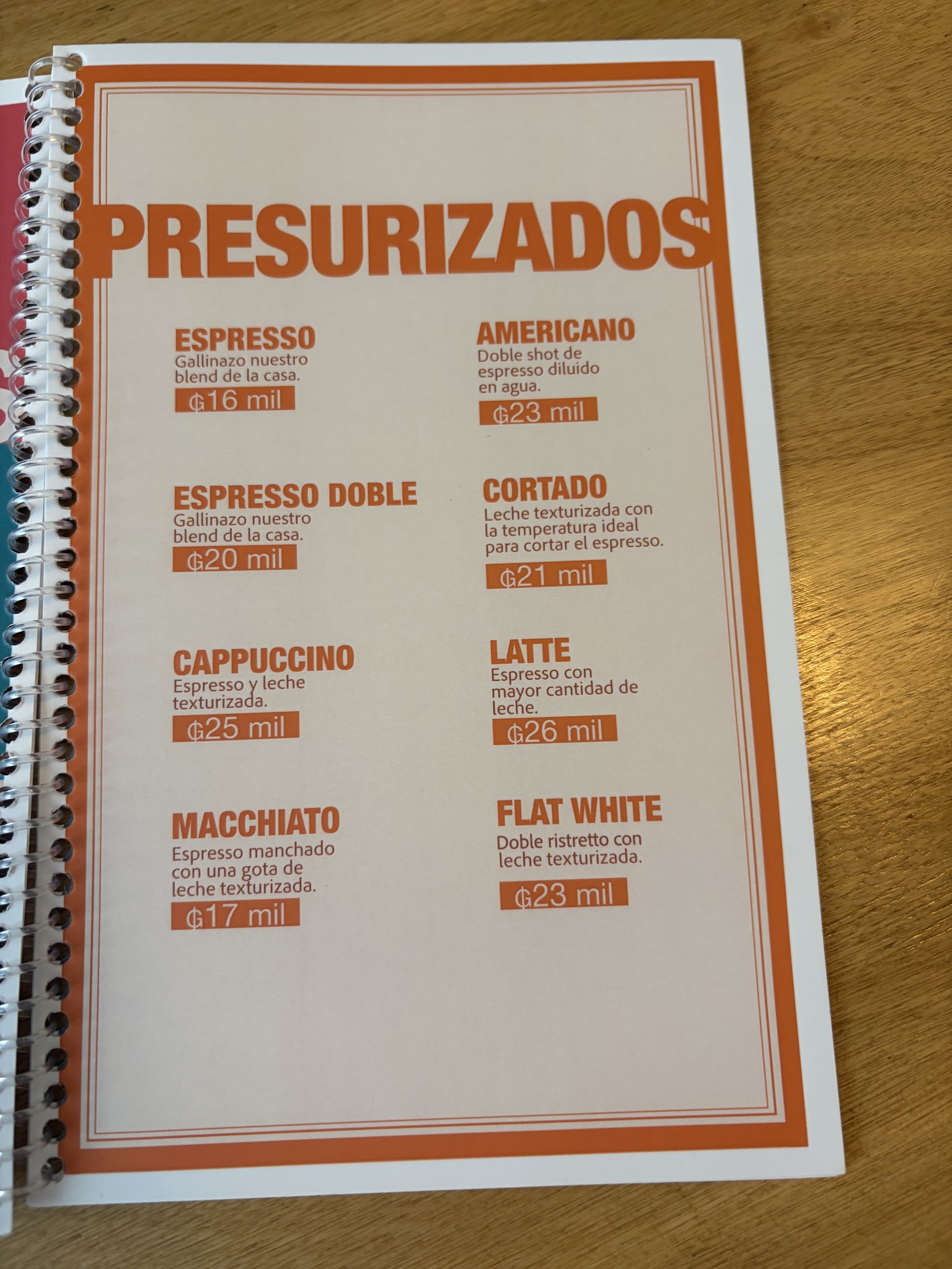 Carta de Typica Café Paraguay, foto de setiembre de 2026