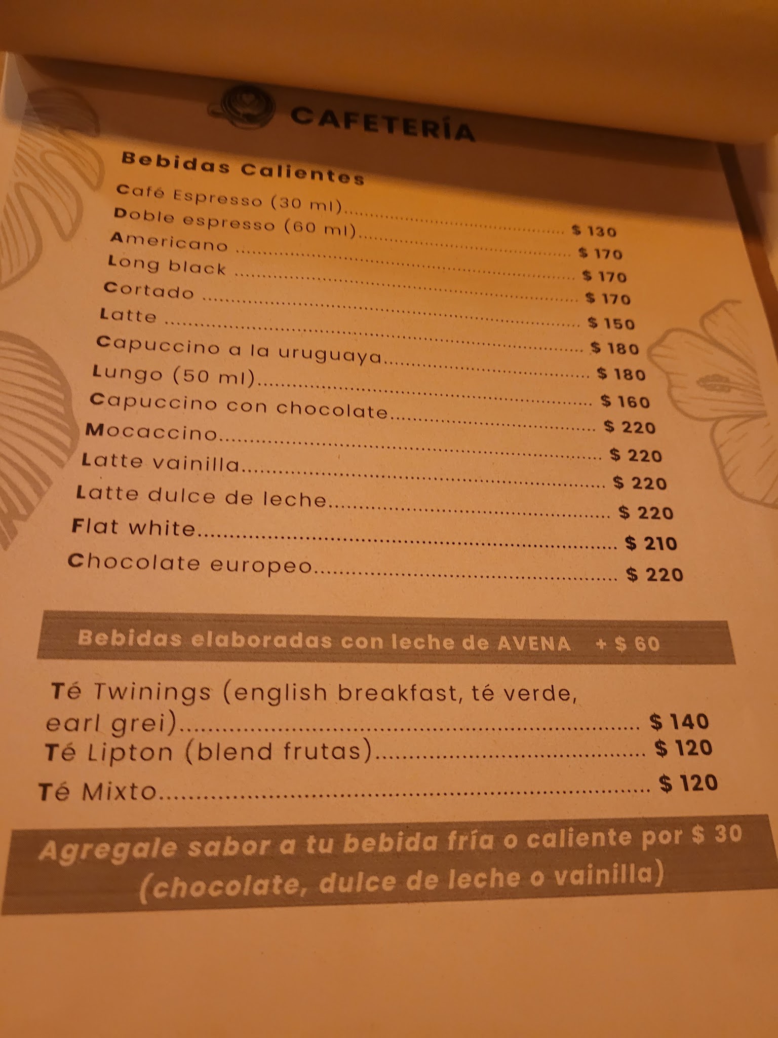 Carta de Sansueña Café Vivero, foto de agosto de 2026