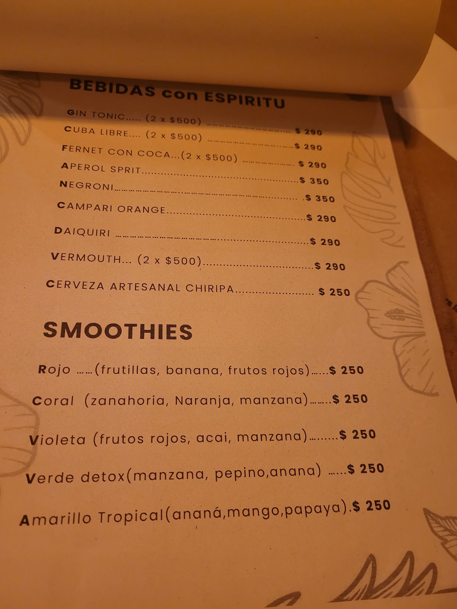 Carta de Sansueña Café Vivero, foto de agosto de 2026
